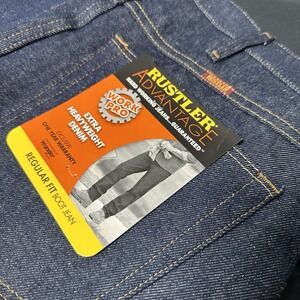 NWT Rustlers Extra Heavy Weight Denim Work Jeans 32x32 Dark Wash Wrangler Tough